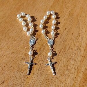 Elegant Pearl and Silver Cross Earrings